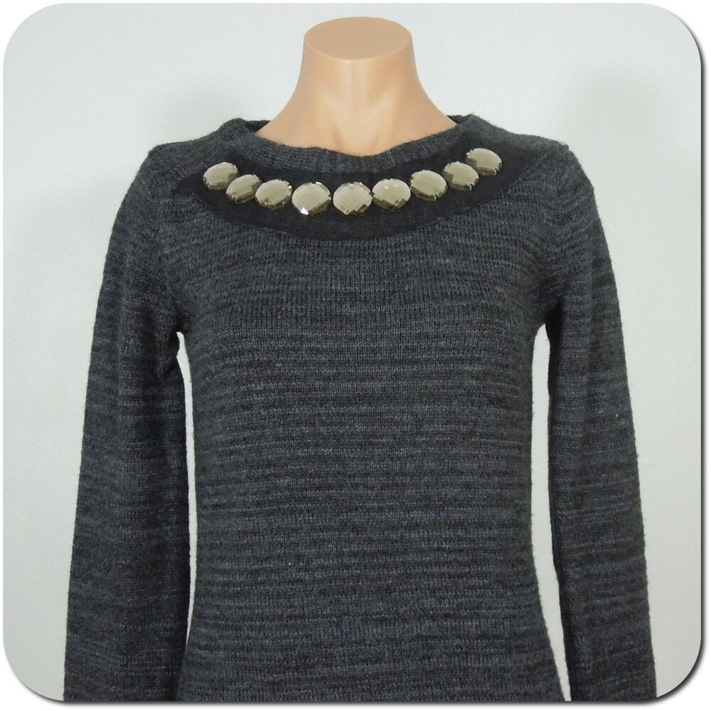 SIMPLY VERA VERA WANG Sweater XS Womens Gray Top Beads Embellished